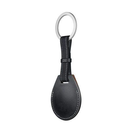 Кожаный брелок  с кольцом Keychain для AirTag - черный