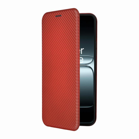 Чехол-книжка Carbon Fibre Texture на OnePlus 13T - коричневий
