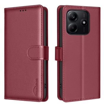 Чохол-книжка Litchi Texture RFID Anti-theft Leather для Xiaomi Redmi Note 14 5G/Poco M7 Pro 5G - червоний