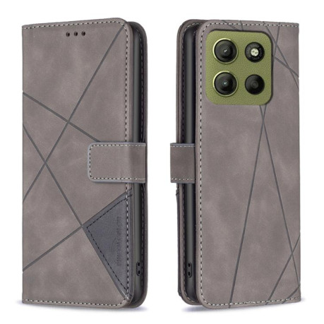 Чохол-книжка Rhombus Texture для Motorola Moto G15 - сірий