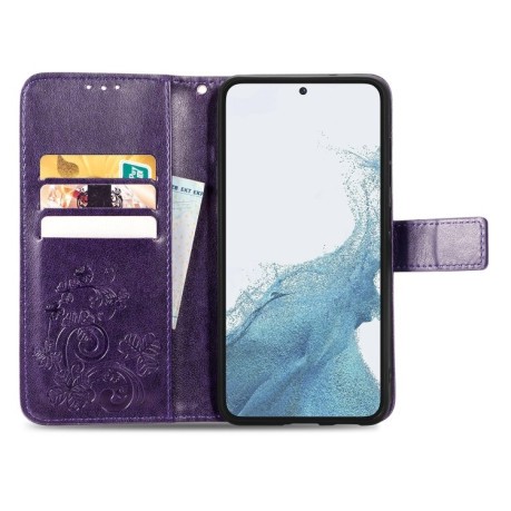 Чохол-книжка Four-leaf Clasp Embossed на Samsung Galaxy A54 5G - фіолетовий