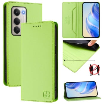 Чехол-книжка RC01 Dual-Folded Magnetic Suction RFID на Xiaomi Redmi 15 5G / 4G EU 171mm - зеленый