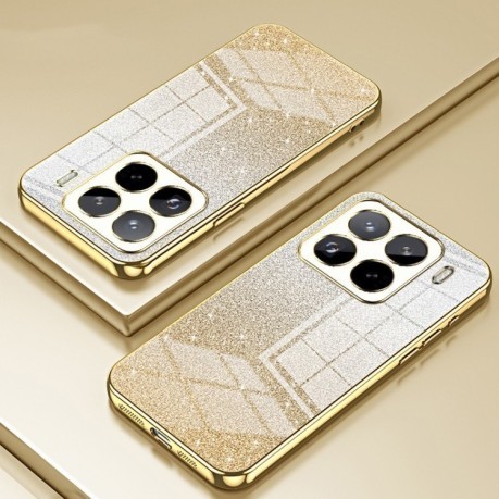 Ударозахисний чохол Gradient Glitter Powder Electroplated на Xiaomi 15 Pro - золотий