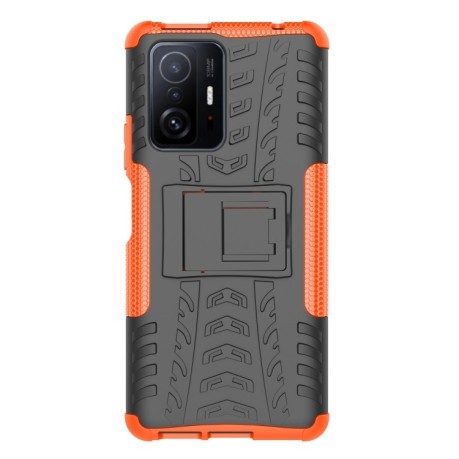 Противоударный чехол Tire Texture на Xiaomi Mi 11T - оранжевый