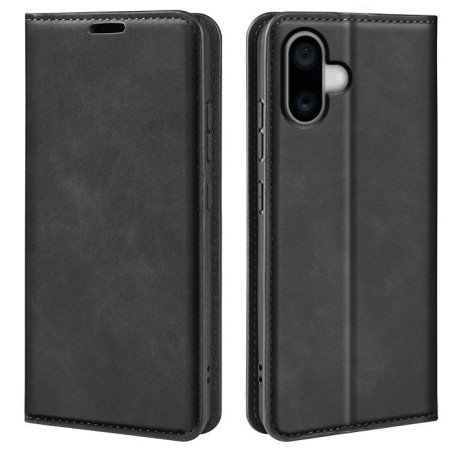 Чехол-книжка Retro Skin Feel Business Magnetic на iPhone 16 - черный