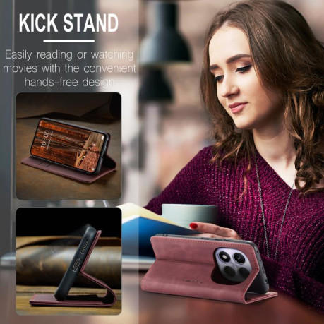 Чехол-книжка CaseMe-013 Multifunctional на Xiaomi Redmi Note 14 Pro 4G Global - красный