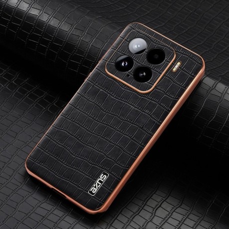 Чехол AZNS Electroplated Frame Crocodile Texture на Xiaomi 15 - черный