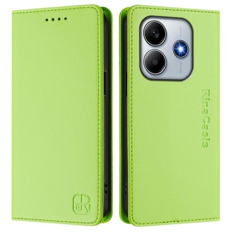 Чехол-книжка RC01 Dual-Folded Magnetic Suction RFID Leather на Xiaomi Poco M7 Pro 5G - зеленый