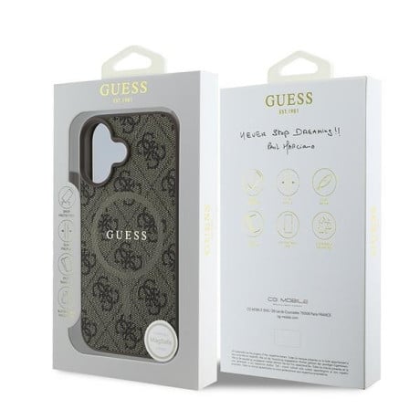 Оригинальный чехол Guess 4G Ring Classic Logo MagSafe для iPhone 16 Plus - Brown