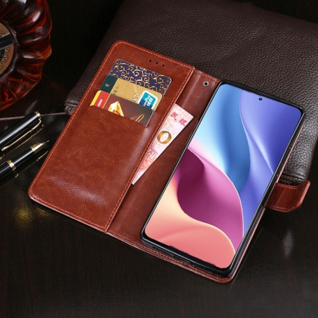 Чехол-книжка idewei Crazy Horse Texture на Xiaomi Mi 11i/Poco F3/Redmi K40/K40 Pro - голубой