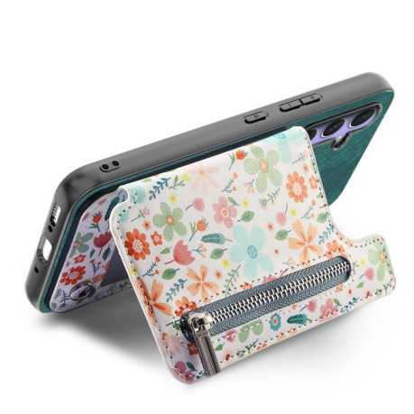 Протиударний чохол Retro Painted Zipper Wallet для OPPO Reno13 F 5G - зелений