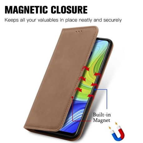 Чехол-книжка Retro-skin Business Magnetic на Xiaomi Redmi 10X / Note 9 - коричневый