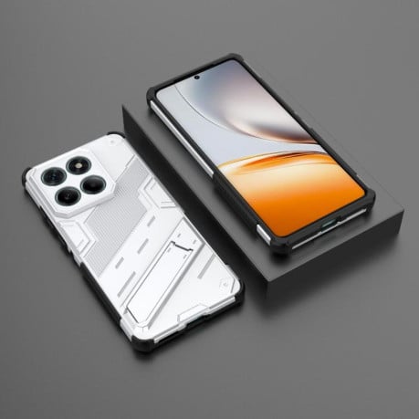 Противоударный чехол Punk Armor с подставкой на Motorola Edge 60 Fusion 5G - белый