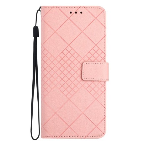 Чехол-книжка Rhombic Grid Texture для OnePlus 12 5G Global - розовый
