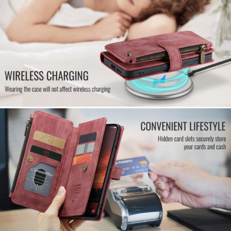 Чехол-кошелек CaseMe-C30 для Samsung Galaxy S25 5G - красный