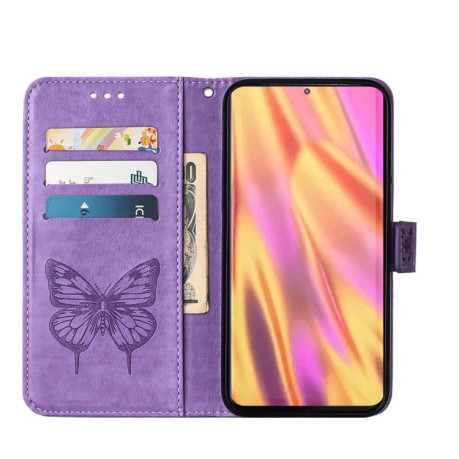 Чохол-книжка Embossed Butterfly для Samsung Galaxy S22 Ultra 5G - фіолетовий