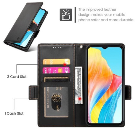 Чохол-книжка Side Buckle Magnetic Frosted Leather для OPPO A5 PRO 5G -чорний