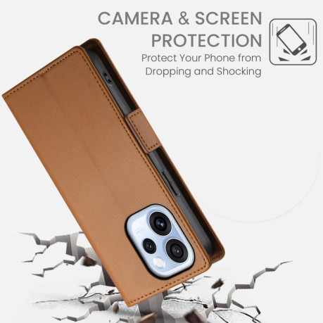 Чохол-книжка Side Buckle Magnetic Frosted Leather на OPPO Reno15 F 5G — коричневий