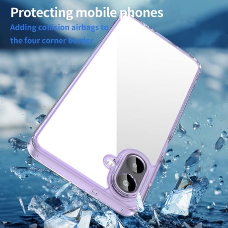 Чехол Airbag гибрид с цветными гранями на Samsung Galaxy A07 4G - прозрачно-фиолетовый