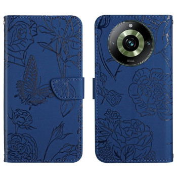 Чехол-книжка HT03 Skin Feel Butterfly Embossed для Realme 11 Pro 5G/11 Pro+ 5G - синий