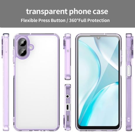 Чехол Airbag гибрид с цветными гранями на Samsung Galaxy A07 4G - прозрачно-фиолетовый