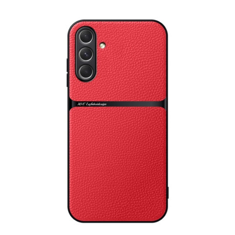 Противоударный чехол Litchi Leather Magnetic Full Coverage Shockproof на Samsung Galaxy A56 5G - красный