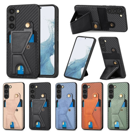 Противоударный чехол Carbon Fiber Wallet для Samsung Galaxy S23+Plus 5G - хаки