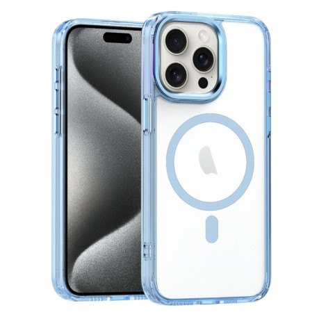 Противоударный чехол Crystal Clear Series (Magsafe) для iPhone 15 Pro Max - голубой