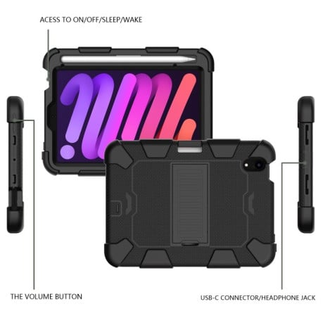 Противоударный чехол Two-Color Robot для iPad mini 6 - черный