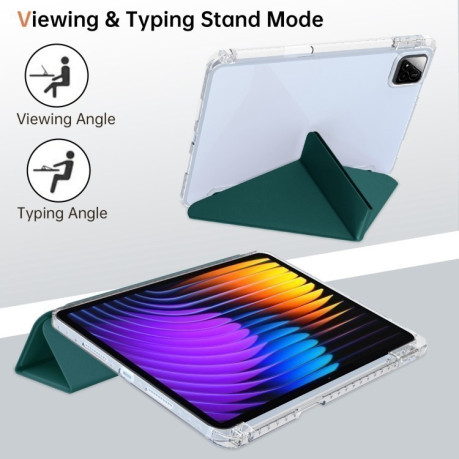 Чехол-книжка Clear Acrylic Demation Leather для Xiaomi Pad 7 / 7 Pro - зеленый