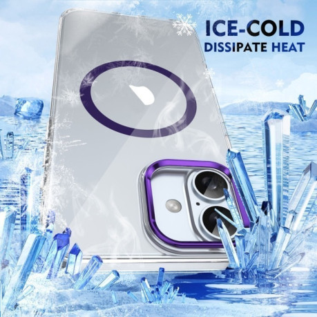 Чохол протиударний Ice Feel HD Transparent MagSafe PC для iPhone 16 - фіолетовий