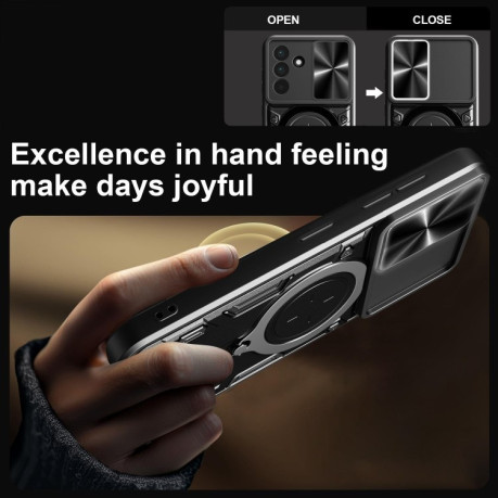 Противоударный чехол CD Texture Sliding Camshield Magnetic Holder на  Samsung Galaxy A56 5G - красный