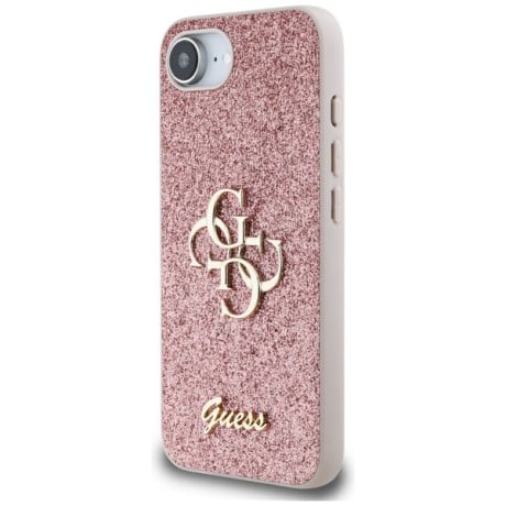 Оригінальний чохол Guess Big Metal Logo Fixed Glitter для iPhone 16e - Pink