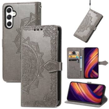 Чохол-книжка Mandala Embossing Pattern для Samsung Galaxy A25 5G - сірий