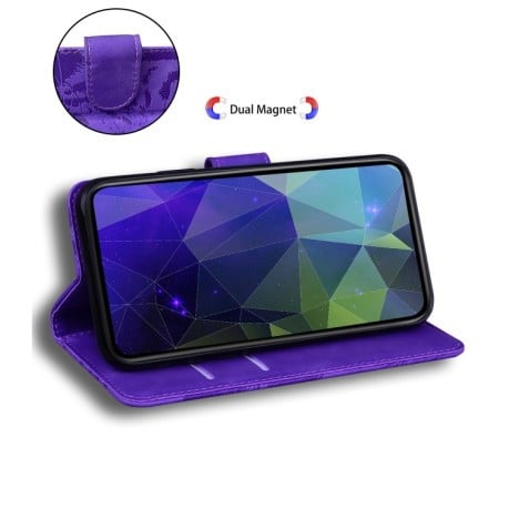 Чехол-книжка Tiger Embossing для Motorola Edge 50 Ultra - фиолетовый
