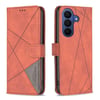 Чехол-книжка с фактурой Rhombus и магнитным хлястиком на Samsung Galaxy A37 5G — коричневый