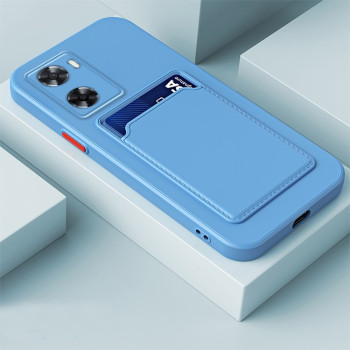 Противоударный чехол Skin Feel Card TPU Contrast Color Button для Vivo V25 5G - голубой