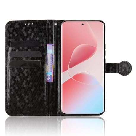 Чехол-книжка с фактурой Honeycomb Dot и магнитным хлястиком на Infinix Hot 60 Pro+ 4G - черный