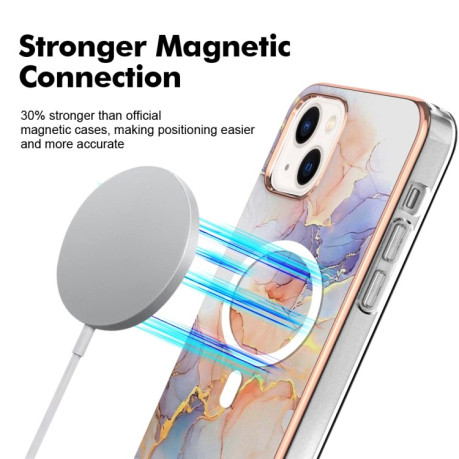 Противоударный чехол Marble Pattern Dual-side IMD Magsafe для iPhone 15 - Marble