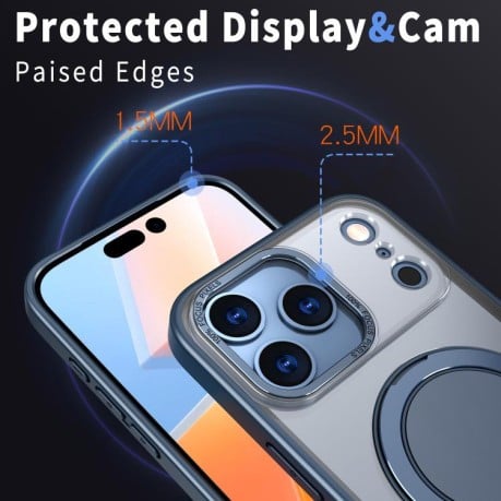 Чехол Kalebol с подставкой 360 и MagSafe на iPhone 17 Pro - синий