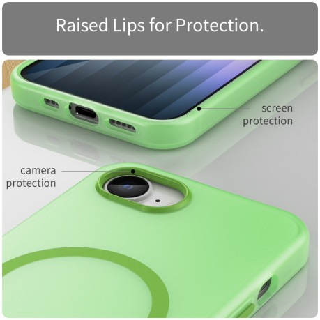 Противоударный чехол MagSafe Frosted Translucent TPU + PC для iPhone 16e - зеленый