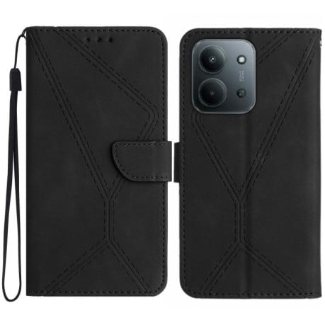 Чехол-книжка Stitching Embossed Leather на Xiaomi Redmi 15C 5G / 4G EU 173mm - черный
