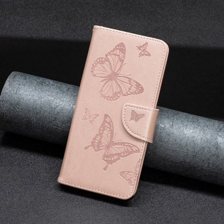 Чехол-книжка Butterflies Pattern на Xiaomi Mi 12 - розовое золото
