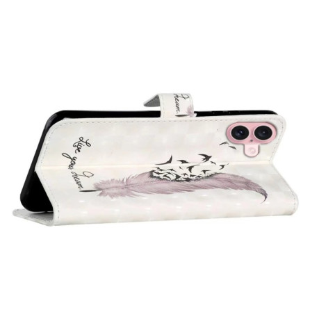 Чехол-книжка Oil Embossed Pattern для iPhone 16 Plus - Feather