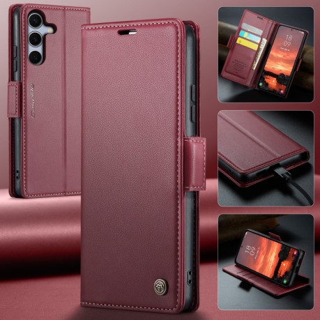 Чехол-книжка CaseMe 023 Butterfly Buckle Litchi Texture RFID Anti-theft Leather для Samsung Galaxy S25+ 5G - красный