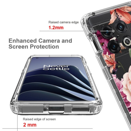 Протиударний чохол Transparent Painted для OnePlus 10 Pro - Purple Floral