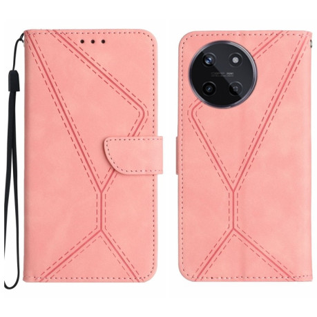 Чохол-книжка Stitching Embossed Leather на Realme 11 4G Global - рожевий