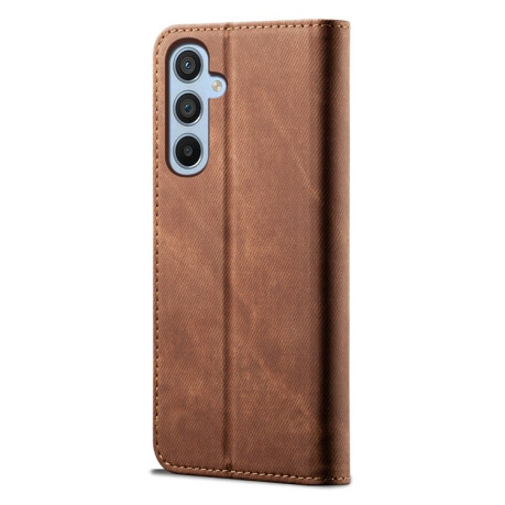 Чохол книжка Denim Texture Casual Style  для Samsung Galaxy S25 5G - коричневий