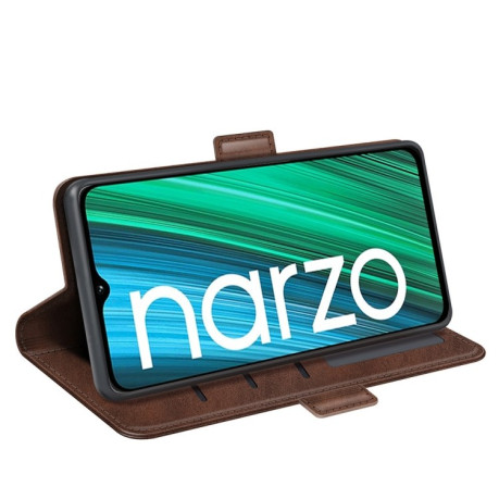 Чехол-книжка Dual-side Magnetic Buckle для Realme Narzo 50A - коричневый