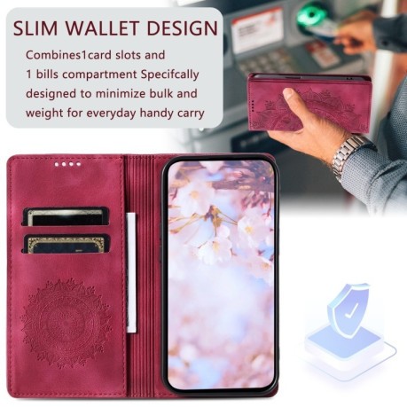 Чехол-книжка Totem Embossed Magnetic Leather для Samsung Galaxy A16 5G - красный